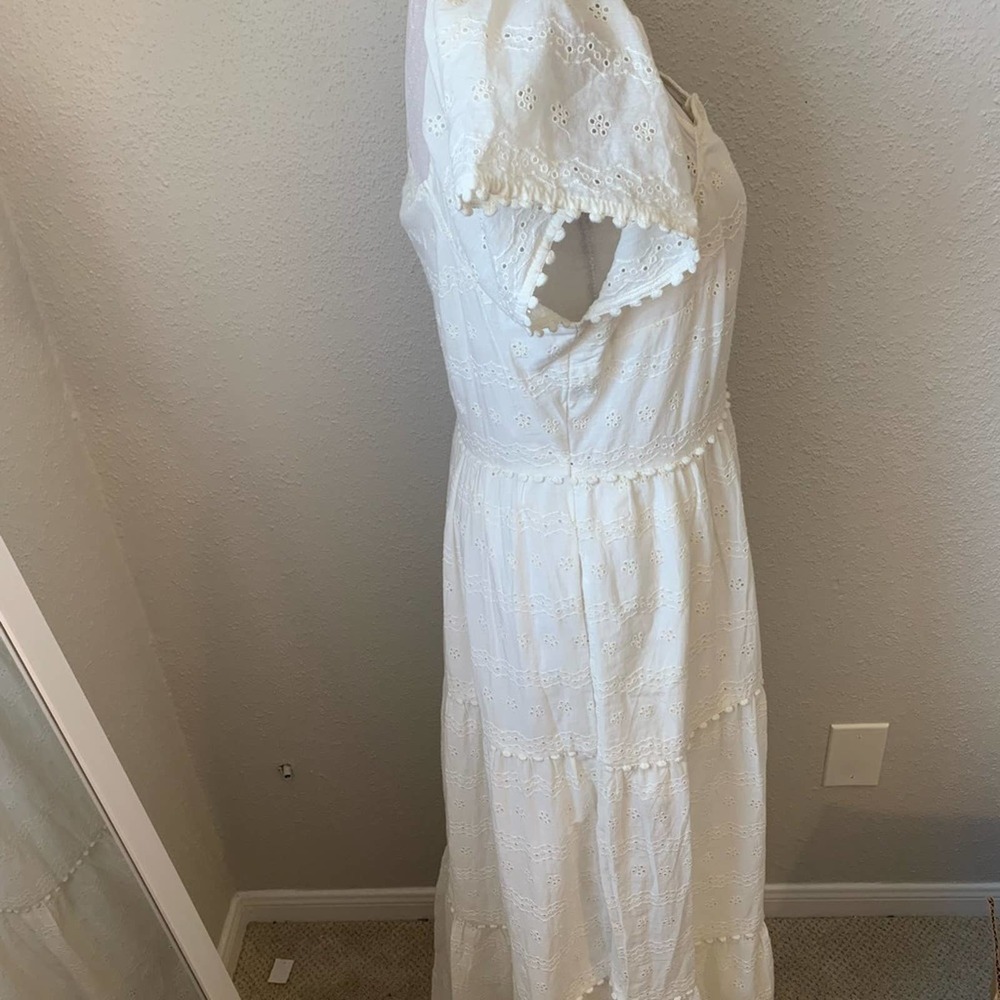 EUC Anthropologie Othilia Livienne Eyelet Maxi Dress in Ivory White Size 4 - Picture 3 of 7